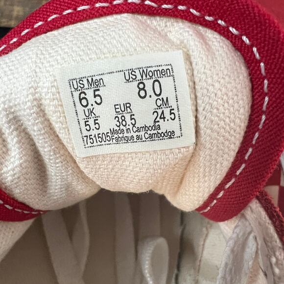 Vans Old Skool Checkered Red Low Top Lace Up Sneakers Women US 8 / Men US 6.5 - Picture 7 of 8